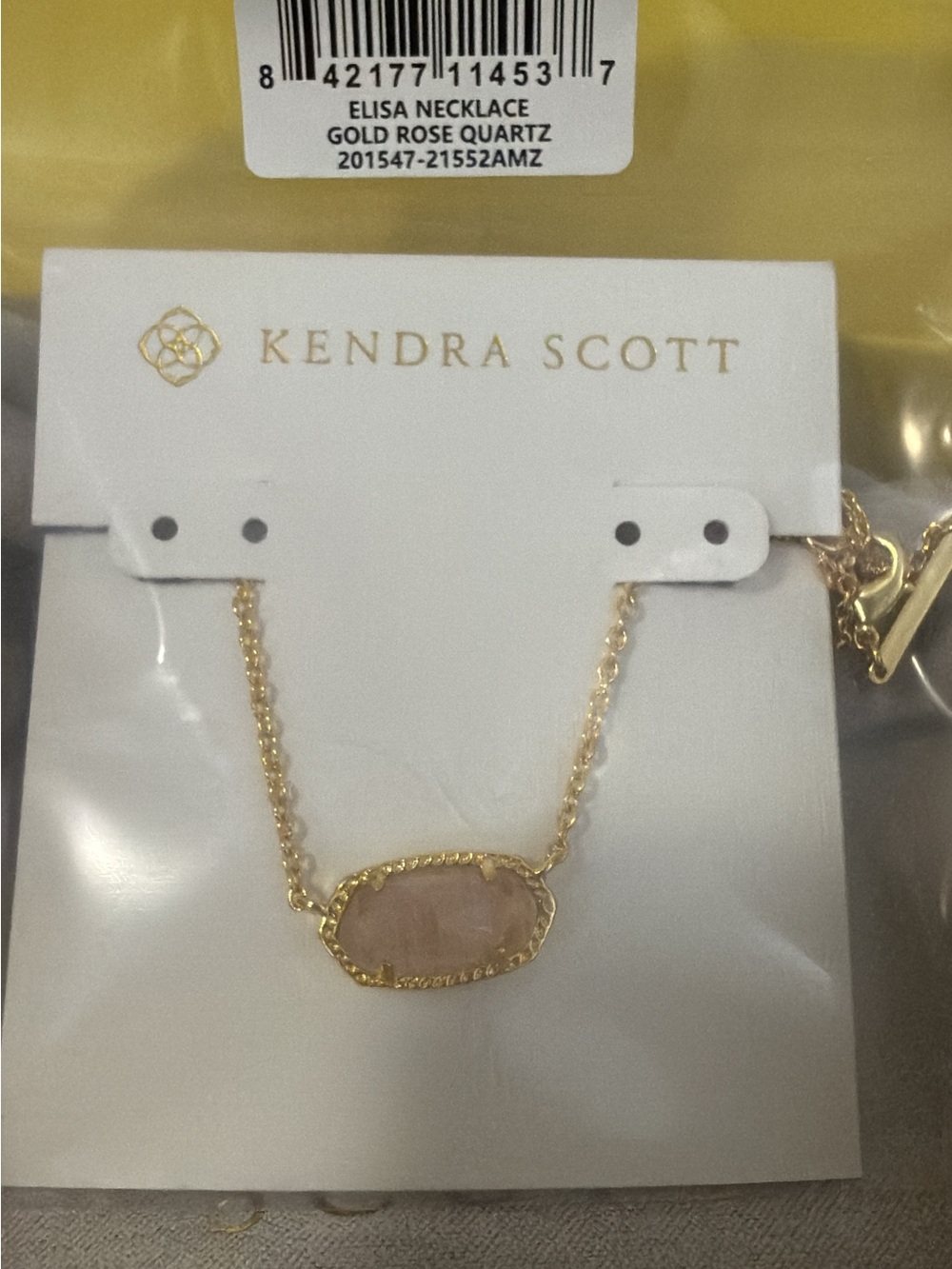 Kendra Scott brand new in package Elisa rose quartz pendant necklace